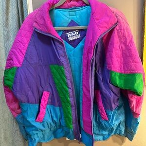 Vintage Juno of California color block puffer coat
